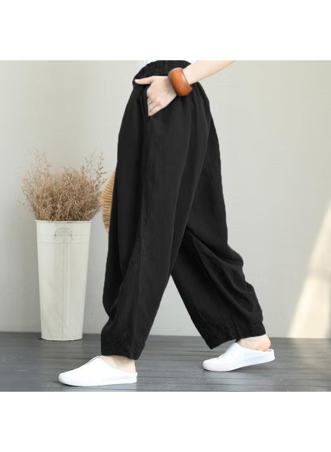 Barbora Summer Casual Shalwar Women's Trousers BT353BLACK36 - Image 1